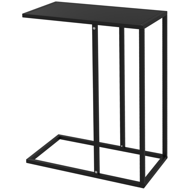 HOMCOM Beistelltisch Couchtisch in C-Form, Sofatisch, Nachttisch mit Stahlgestell, Laptoptisch für Schlafzimmer, Büro, Schwarz Aosom – Bild 1 von 2