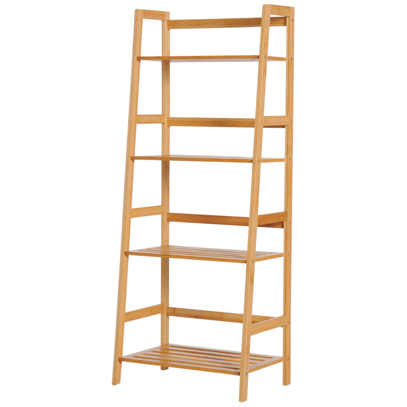 HOMCOM Bücherregal Standregal mit 4 Ebenen Aufbewahrungsregal aus Bambus Büroregal für Wohnzimmer, Schlafzimmer, Büro, Natur Aosom – Bild 1 von 2
