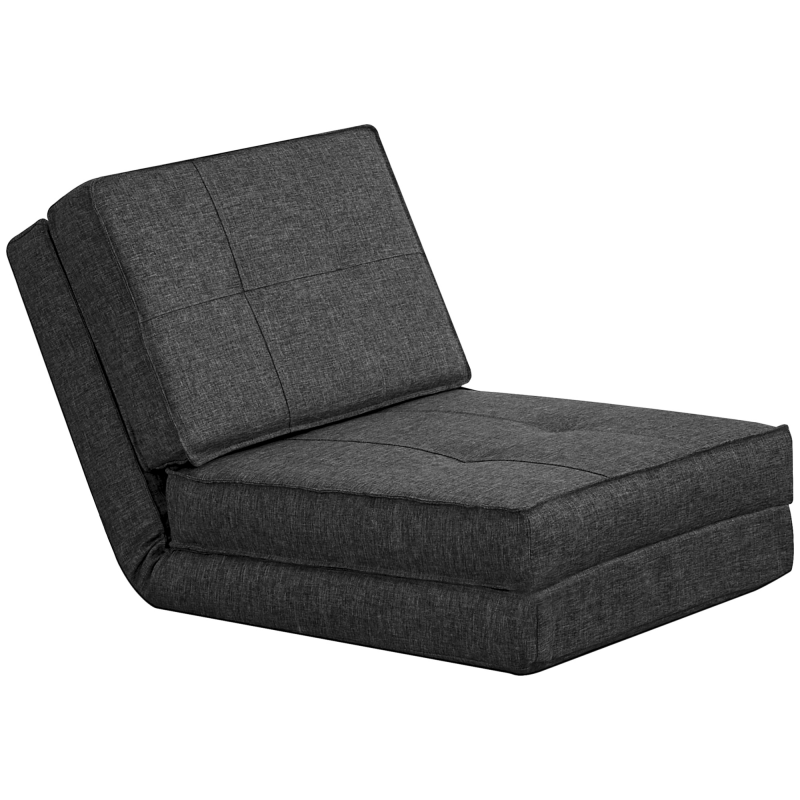 HOMCOM Bodensofa klappbar Schlafsessel Bodenstuhl 5-stuhfig verstellbar Klappsessel Schlafsofa Sofabett Einzelsofa Dunkelgrau 61 x 73 x 58 cm Aosom – Bild 1 von 2