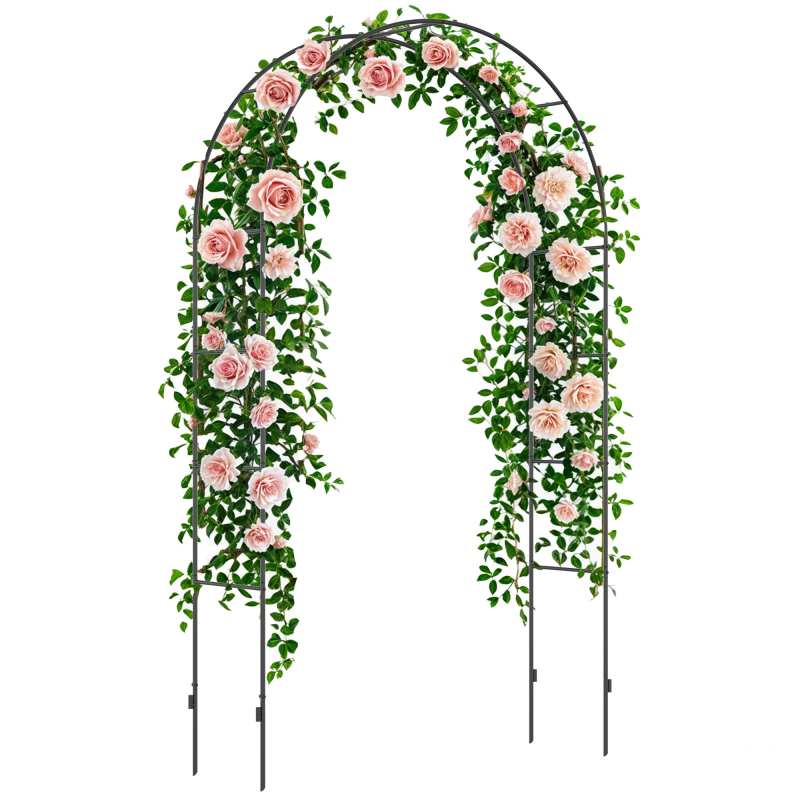 Outsunny Rosenbogen Metall Torbogen Gartenbogen Kletterpflanzen Rankpflanzen Schwarz 140x40x240cm Aosom – Bild 1 von 2