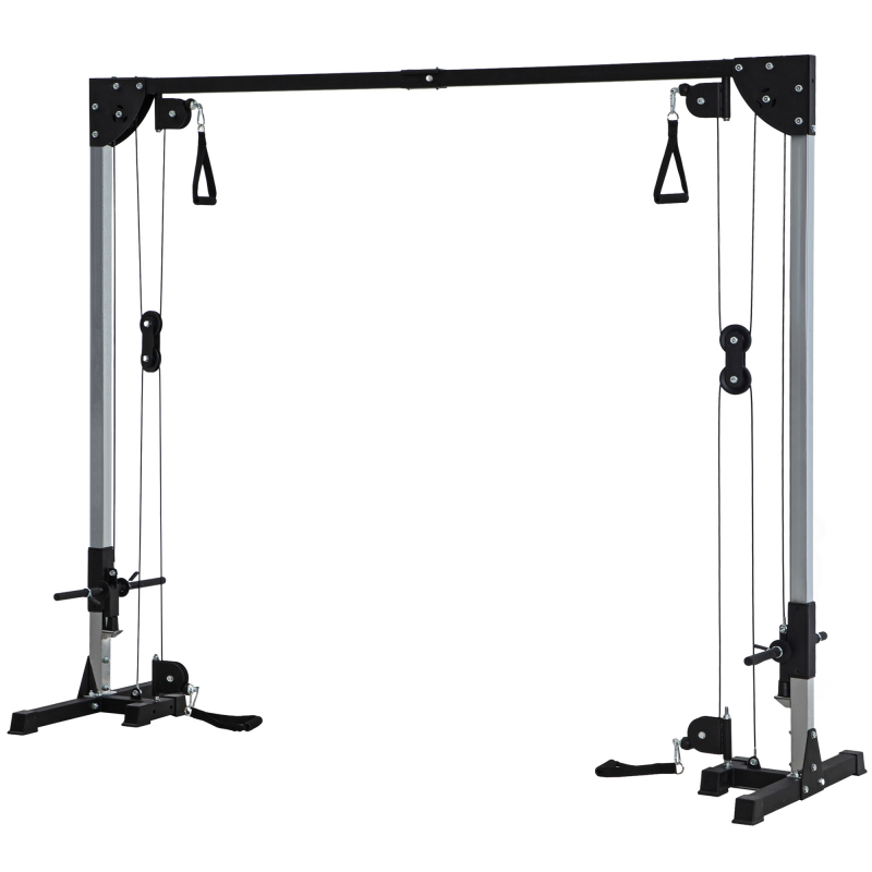 SPORTNOW Kabelzug Kraftstation für Zuhause Steckgewichte bis 50kg belast pro Seite, Kabelzugstation mit Griffen, freistehend Kabelturm Kabelzugturm für Übungen Homegym 245 x 207 cm Aosom – Bild 1 von 2