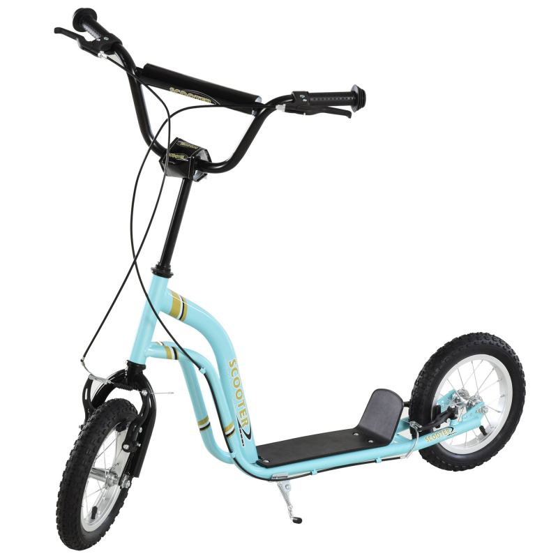 HOMCOM Kinderroller Höhenverstellbar Tretroller mit 12 Zoll Luftreifen, Kinder Roller für Jungen und Mädchen ab 5 Jahre, Scooter Kickscooter Cityroller Hellblau Aosom – Bild 1 von 2