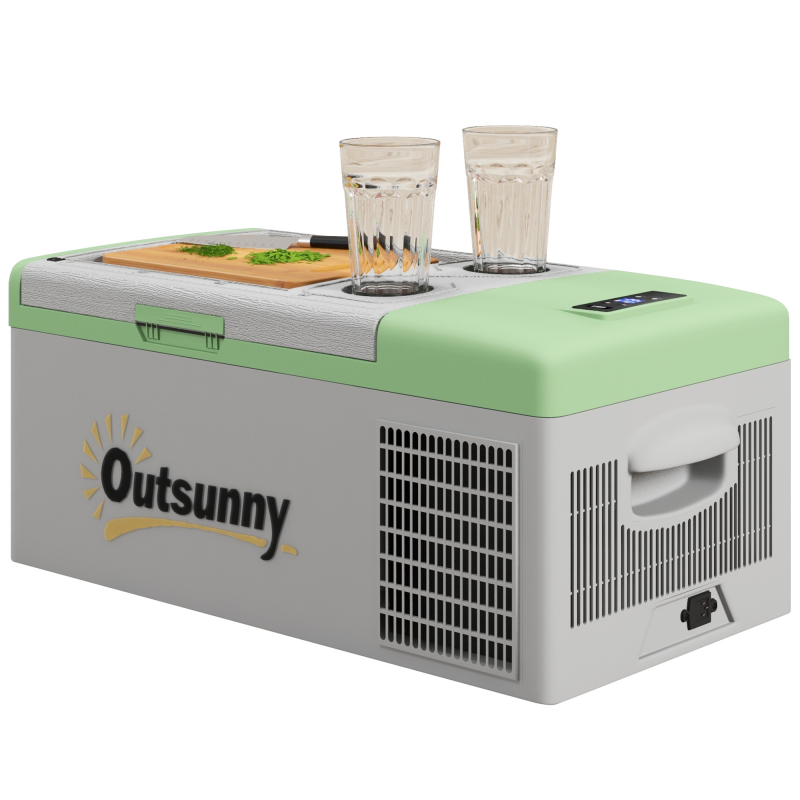 Outsunny Kompressor Kühlbox 16L, Kühlbox Auto 12/24V DC & 100-240V AC, bis -20°C, Tragbare Gefrierbox mit MAX/ECO Modi, Mini Kühlschrank Aosom – Bild 1 von 2