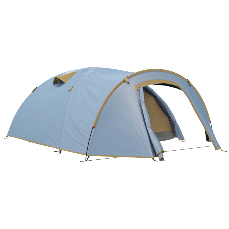 Outsunny Campingzelt für 4 Personen, wasserdicht Tunnelzelt mit 2 Türen Haken Bodenplane Packtasche, Familienzelt mit 2000mm Wassersäule Zelt für Camping Reise Trekking Garten Aosom – Bild 1 von 2