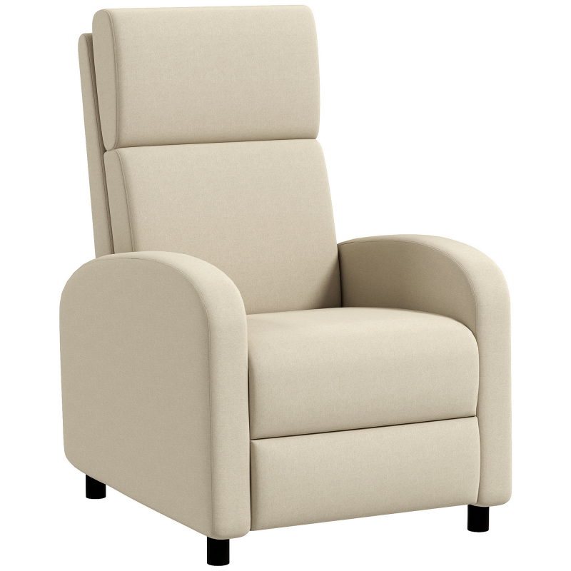 HOMCOM Relaxsessel Fernsehsessel mit Liegefunktion gepolstert TV-Sessel Liegesessel mit Leinenoptik, Fußstütze, bis 120 kg Belastbar, für Wohnzimmer, Cremeweiß Aosom – Bild 1 von 2
