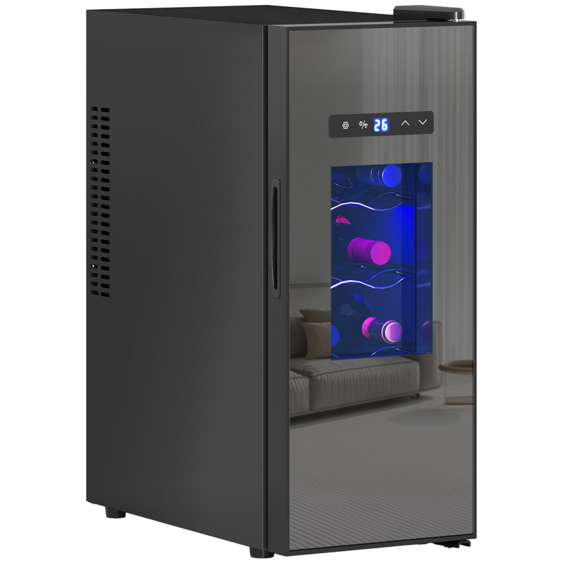 HOMCOM Weinkühlschrank 12 Flaschen 30L 8-18℃ Doppelt Thermoelektrisch Flaschenkühlschrank mit Glastür, Getränkekühlschrank mit LED-Leuchte, Kleiner Weinschrank mit Touch-Screen Schwarz Aosom – Bild 1 von 2
