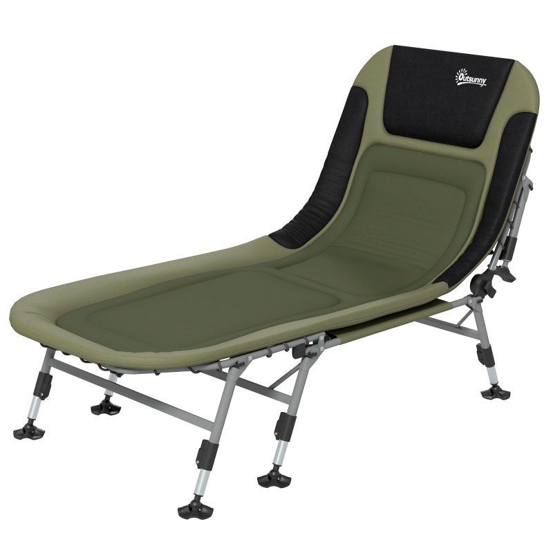 Outsunny Campingbett Feldbett klappbar Reisebett verstellbar Klappbett bis 180 kg belastbar für Outdoor Oxford Grün Aosom – Bild 1 von 2