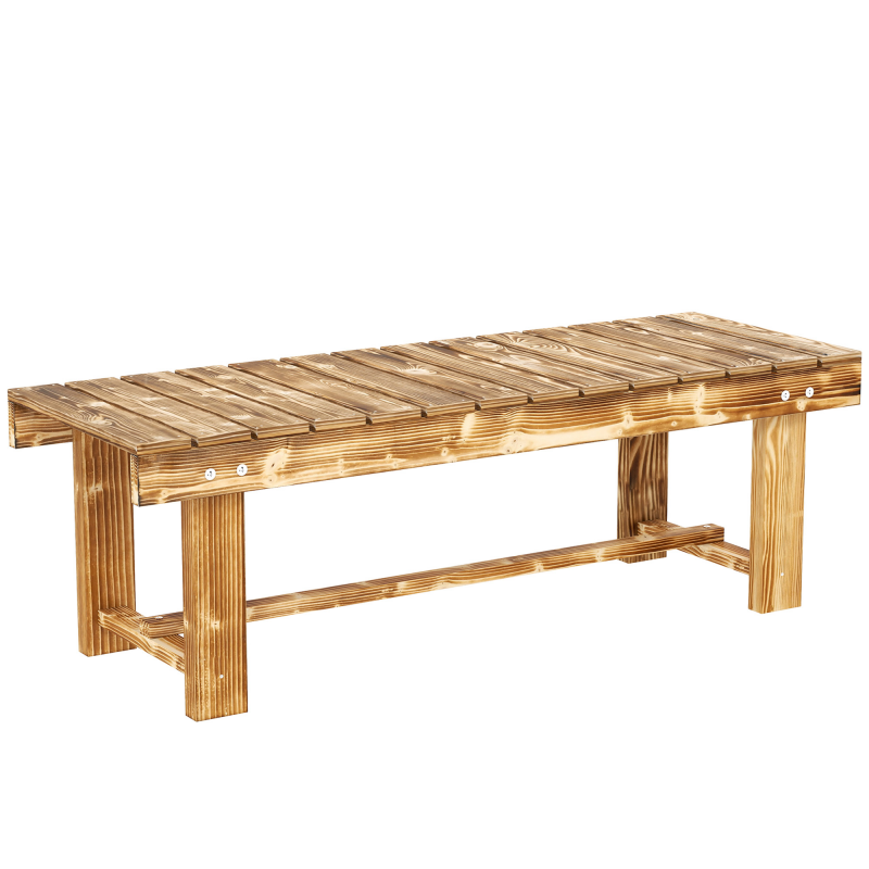 Outsunny Gartenbank 2-Sitzer Holzbank massiv, rustikale Sitzbank für Gartenmöbel, dunkelbraun 110 x 38 x 35 cm Aosom.de – Bild 1 von 2