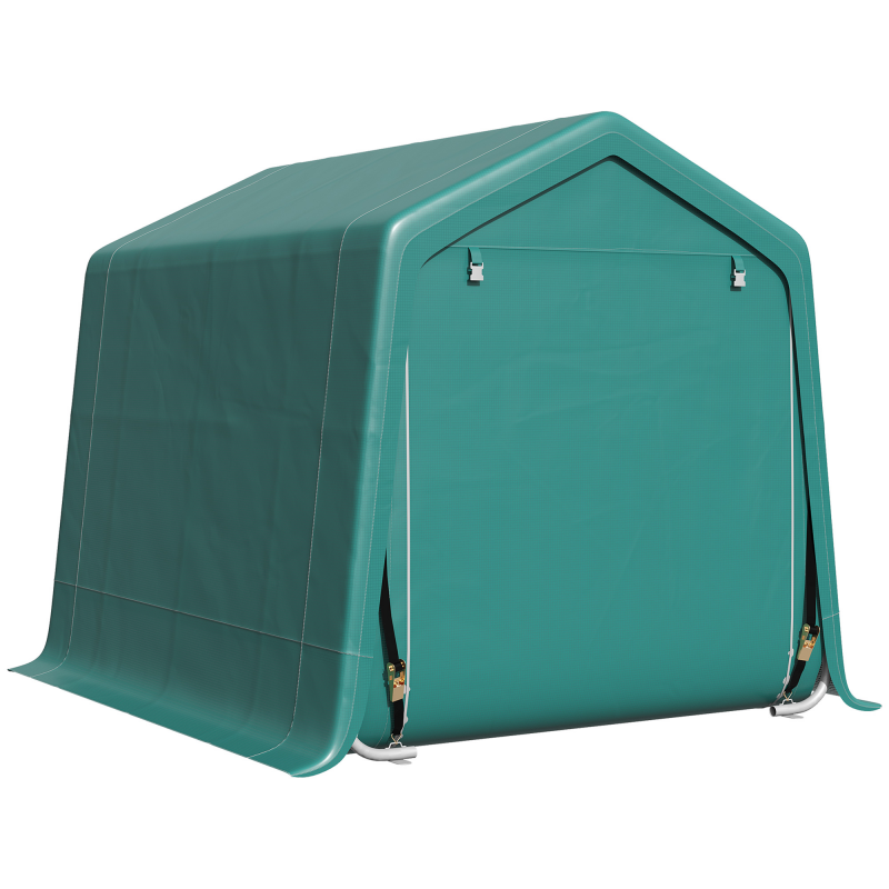 Outsunny Motorradgarage im Freien 2,4x2 m, Metall- und PE-Gewebe-Garagenzelt für Motorräder und Fahrräder, Grün Aosom – Bild 1 von 2