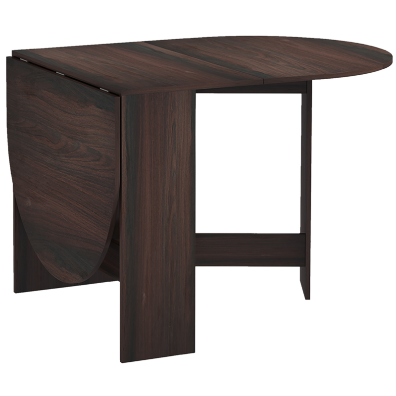HOMCOM Klappbarer Tisch mit 2 Ovalen Klappen, Platzsparender Holztisch für Esszimmer und Küche, Braun Aosom – Bild 1 von 2