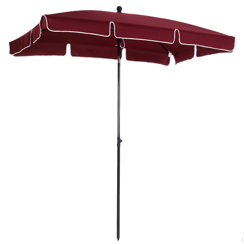 Outsunny Gartenschirm 2x1,3m Neigbar mit Volants, Gartenschirm mit 4 Aluminiumstreben und Polyester 160g/㎡, für Hof, Terrasse und Balkon, Weinrot Aosom – Bild 1 von 2