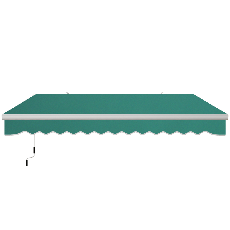 Outsunny Markisenarm 4x2,5 m mit Handkurbel, Sonnenschutz für den Außenbereich aus Aluminium und Polyester-Stoff 280g/㎡, UV-Schutz, für Garten, Balkon und Terrasse, Dunkelgrün Aosom – Bild 1 von 2