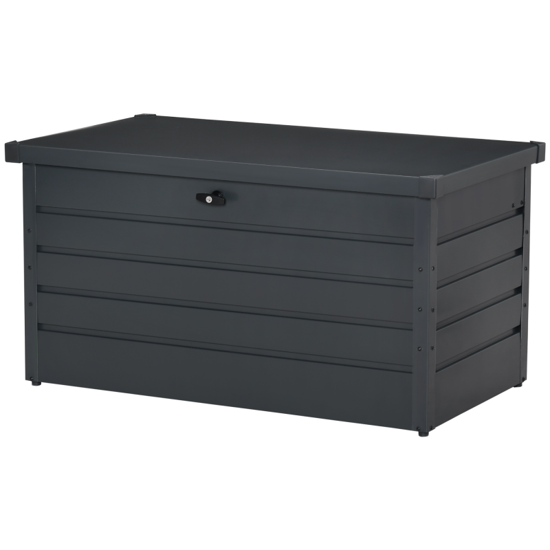 Outsunny Gartenbank Truhe mit Schlüssel, Moderne Stahltruhe, Grau, 120x62x62cm Aosom – Bild 1 von 2