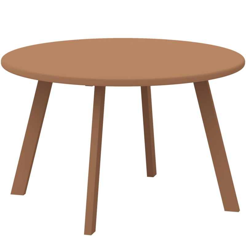 Outsunny Kleiner runder Gartencouchtisch, Beistelltisch mit rutschfesten Fußkappen, Metallrahmen, für Garten, Balkon, Terrasse, Wohnzimmer, Ø 70 x 42 cm, Orange Aosom – Bild 1 von 2