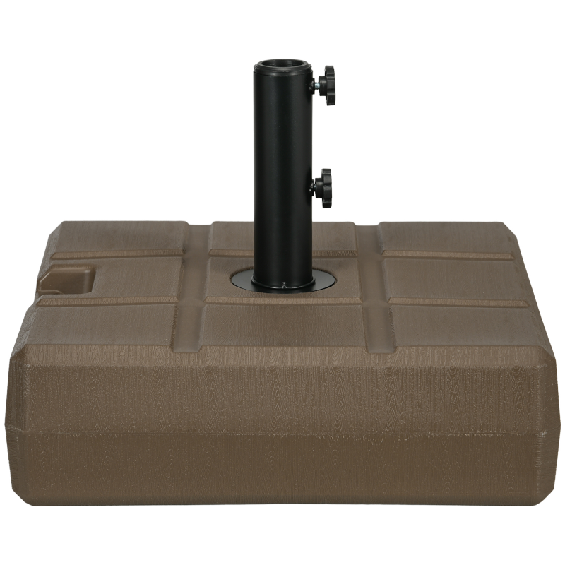 Outsunny Baseständer für Gartenschirme, Befüllbar mit integriertem Griff und Seitenauslauf, Ständer aus HDPE für Schirmpfosten von Ø28/38/48 mm, 49x49x36,5 cm, Braun Aosom – Bild 1 von 2