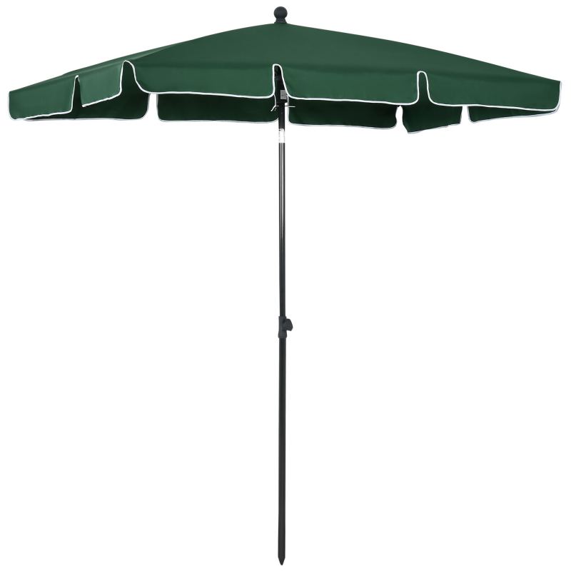Outsunny Gartenschirm 2x1.3m neigbar mit gerafften Rändern, Gartenschirm mit Aluminiummast und Polyester 160g/㎡, für Hof, Terrasse und Balkon, Grün Aosom – Bild 1 von 2