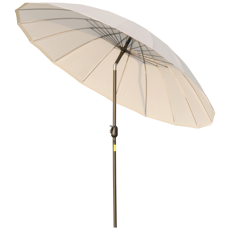 Outsunny Garten 2,5x2,5 m Kippbarer Sonnenschirm mit Kurbel, Garten-Sonnenschirm mit 18 Metallstäben und 160g/m² Polyester, für Hof, Terrasse und Balkon, UV30+, Creme Aosom – Bild 1 von 2