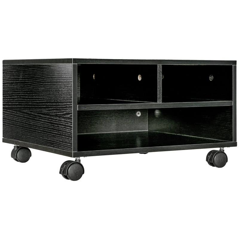 HOMCOM Druckerwagen mit 2 Regalen, Büromöbel und Bürostudio aus Holz mit Rollen, 47x40x22,5cm, Schwarz Aosom – Bild 1 von 2