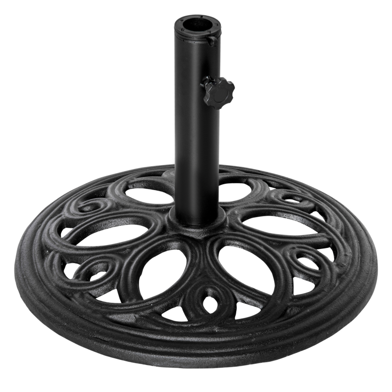 Outsunny Runder Sonnenschirmständer 11,5 kg, Gusseisen Sonnenschirmfuß für Ø 38 und 48 mm Mast, Sonnenschirmständer für Garten Terrasse Pool, Ø 45 x 33,5 cm, Schwarz Aosom – Bild 1 von 2