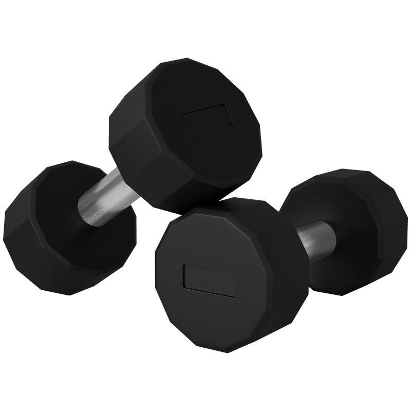 SPORTNOW Set 2 Kurzhanteln mit 12 Seiten je 2x8 kg aus Metall und Gummi, Fitness-Kurzhantel Set mit rutschfester Grifffläche, 26x12x12 cm, Schwarz Aosom – Bild 1 von 2