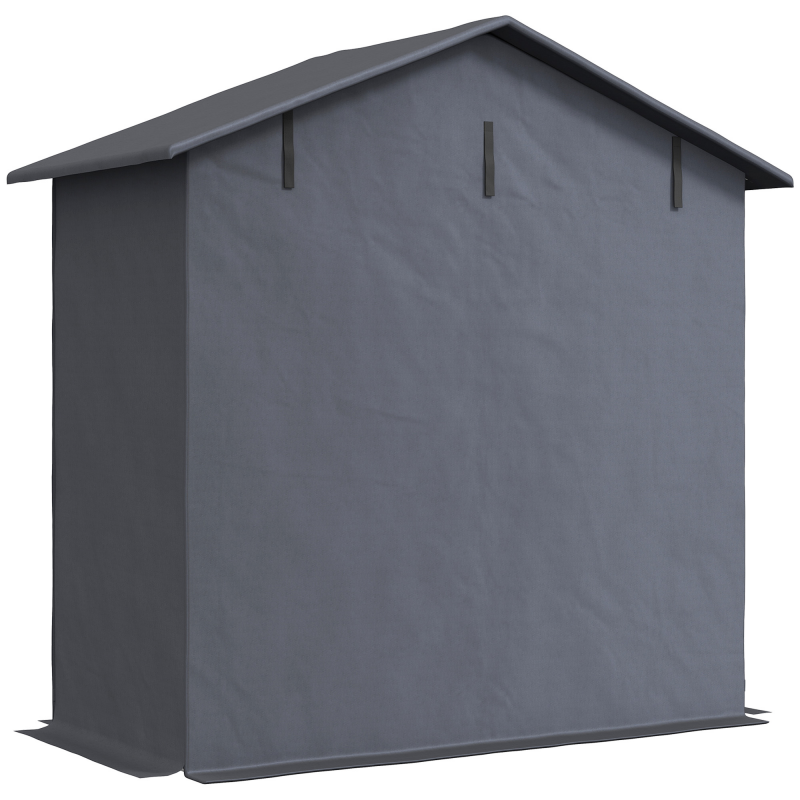 Outsunny Gartenhaus 1,1x2 m mit aufrollbarem Eingang, Spannseilen und Heringen, Gartenhaus aus verzinktem Stahl und 420D Oxford, für Fahrräder und Gartengeräte, UV30+, Dunkelgrau Aosom – Bild 1 von 2