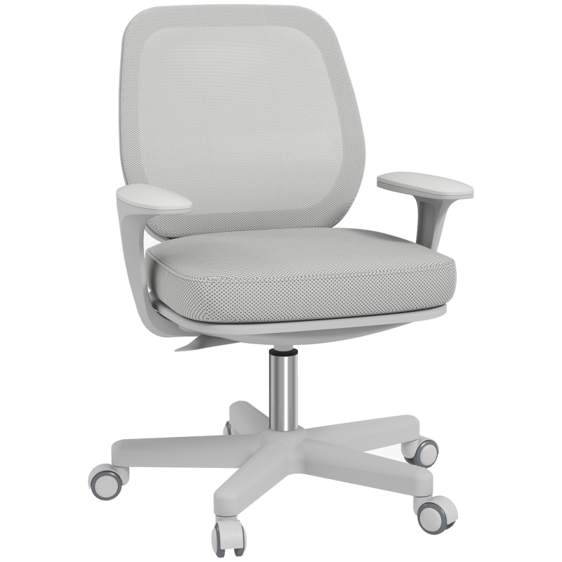 Vinsetto Bürostuhl, Ergonomisch Schreibtischstuhl mit Drehfunktion, Höhenverstellbar Computerstuhl für Home-Office, Polyester, Grau Aosom – Bild 1 von 2