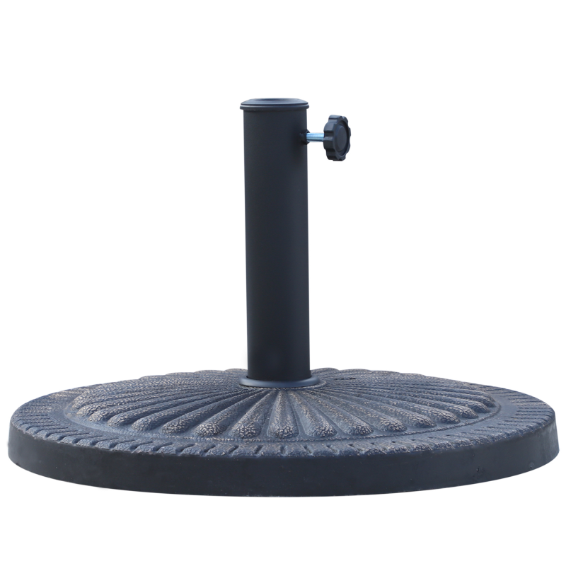 Outsunny Sonnenschirmständer Durchmesser 3,8-4,8cm Blumenmuster mit Knopf Gewicht 15kg für Garten Kunstharz 49x32cm Aosom – Bild 1 von 2