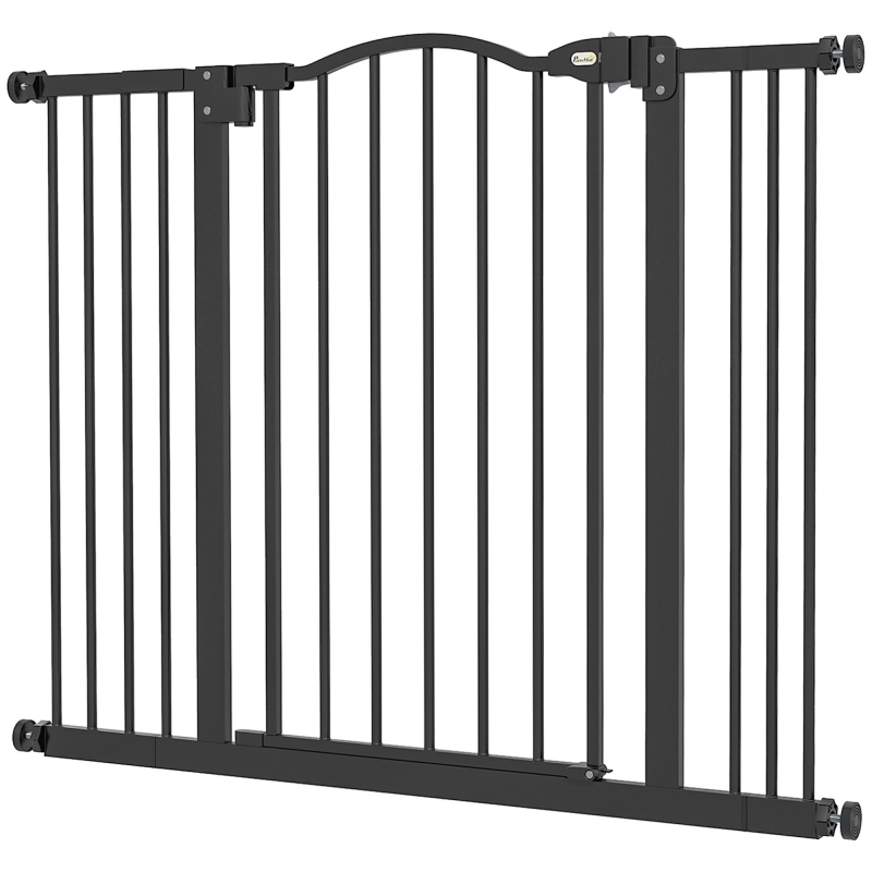 PawHut 78 cm Hundegitter für Innenräume, Sicherheits-Hundegitter, Erweiterbares Hundegitter 74-100 cm mit Doppelverriegelung und automatischer Schließung für Treppen und Tür, Schwarz Aosom – Bild 1 von 2