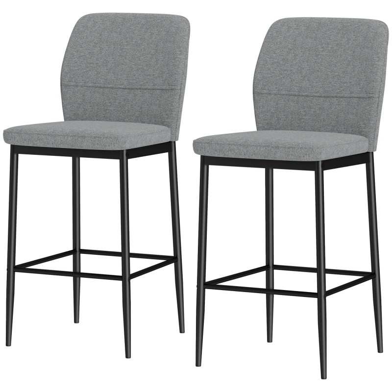 HOMCOM Set 2 Barhocker aus Samt, moderne hohe Stühle mit Fußstütze und Rückenlehne, Barhocker für Küche und Wohnzimmer, 41x52x97 cm, Grau Aosom – Bild 1 von 2