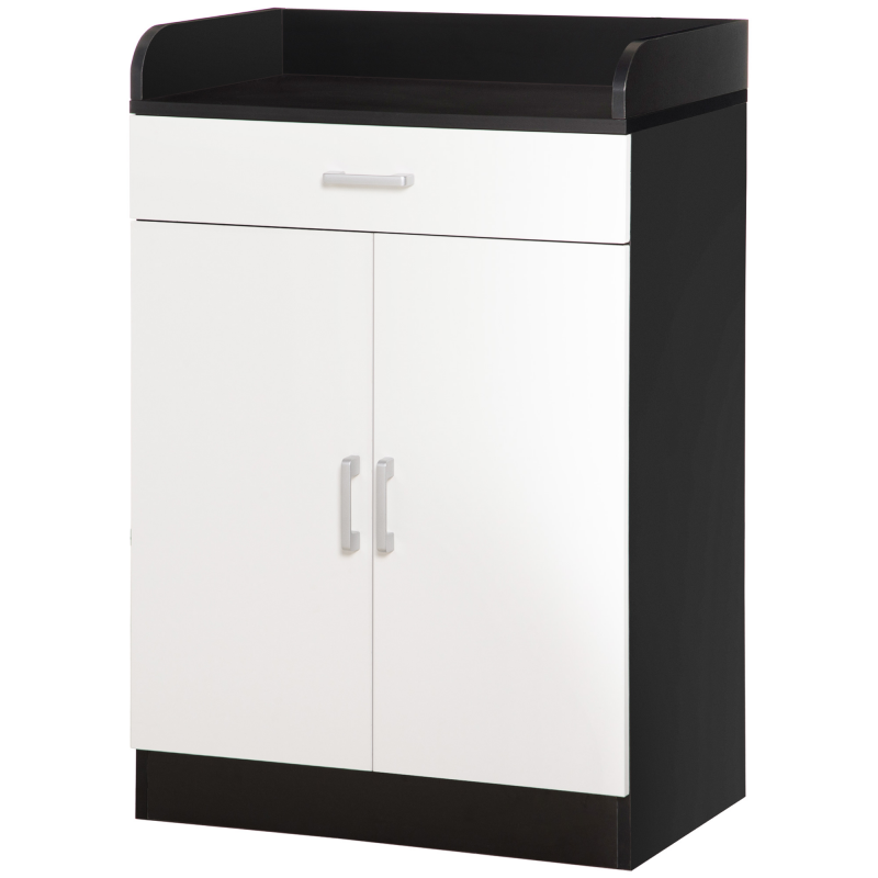 HOMCOM Mobiler Schrank aus Holz mit verstellbarem Regal, platzsparender Küchenschrank, Wohnzimmer und Diele, aus MDF-Holz, 60x40x90cm, Weiß und Schwarz Aosom – Bild 1 von 2