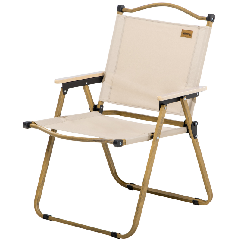 Outsunny Campingstuhl Faltbarer Anglerstuhl mit Armlehnen - Oxford-Gewebe und Stahlkonstruktion - 54 x 59 x 78 cm - Khaki Aosom – Bild 1 von 2