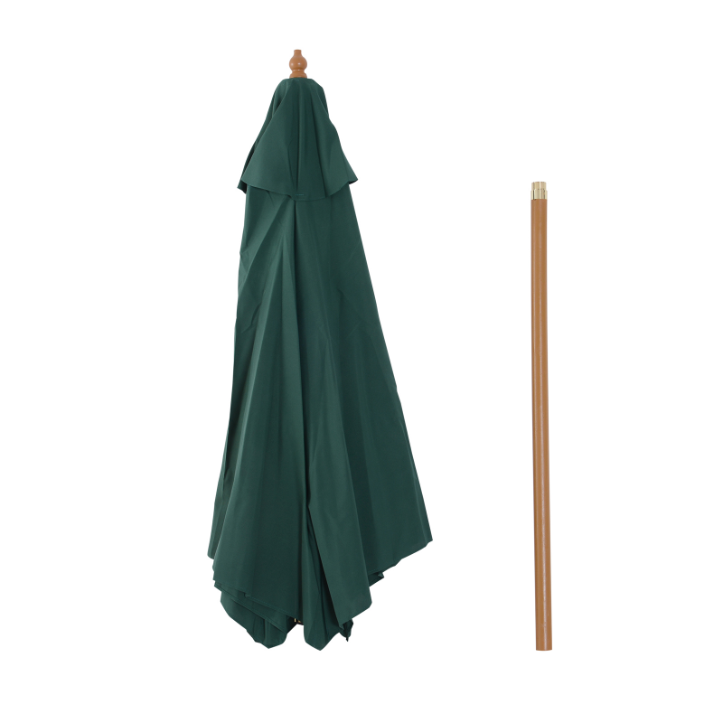 Outsunny Gartenschirm 2,5x2,3m, Sonnenschirm mit 6 Holzstreben und Polyester, Dunkelgrün Aosom – Bild 1 von 2
