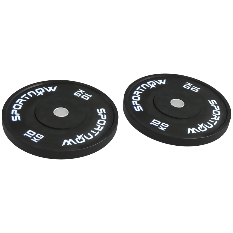 SPORTNOW Set von 2 Hantelscheiben zu je 10kg, Hantelscheiben für Langhantelstangen und Kurzhanteln mit 5cm Anschluss für Training zu Hause und im Fitnessstudio, Schwarz Aosom – Bild 1 von 2