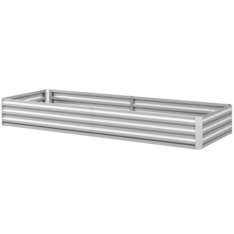 Outsunny Erhöhtes Gartenbeet aus verzinktem Stahl für Blumen und Gemüse im Garten und auf dem Balkon, 241x90,5x30 cm, Silber Aosom – Bild 1 von 2