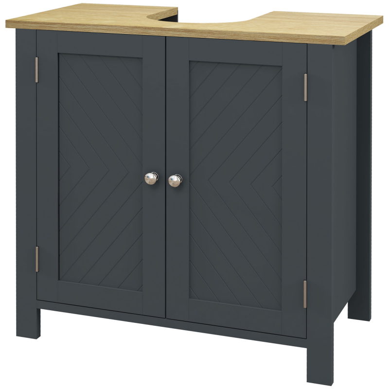 kleankin Unterschrankmöbel aus Spanplatte und MDF mit 2 Türen und verstellbarem Innenregal, 60x30x60 cm, Dunkelgrau Aosom – Bild 1 von 2
