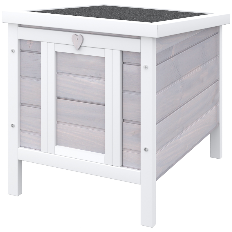 PawHut Kaninchenstall aus Holz mit aufklappbarem Dach aus Asphalt, Kaninchenkäfig mit rutschfester Zugangsrampe, 51x42x43cm, Grau Aosom – Bild 1 von 2