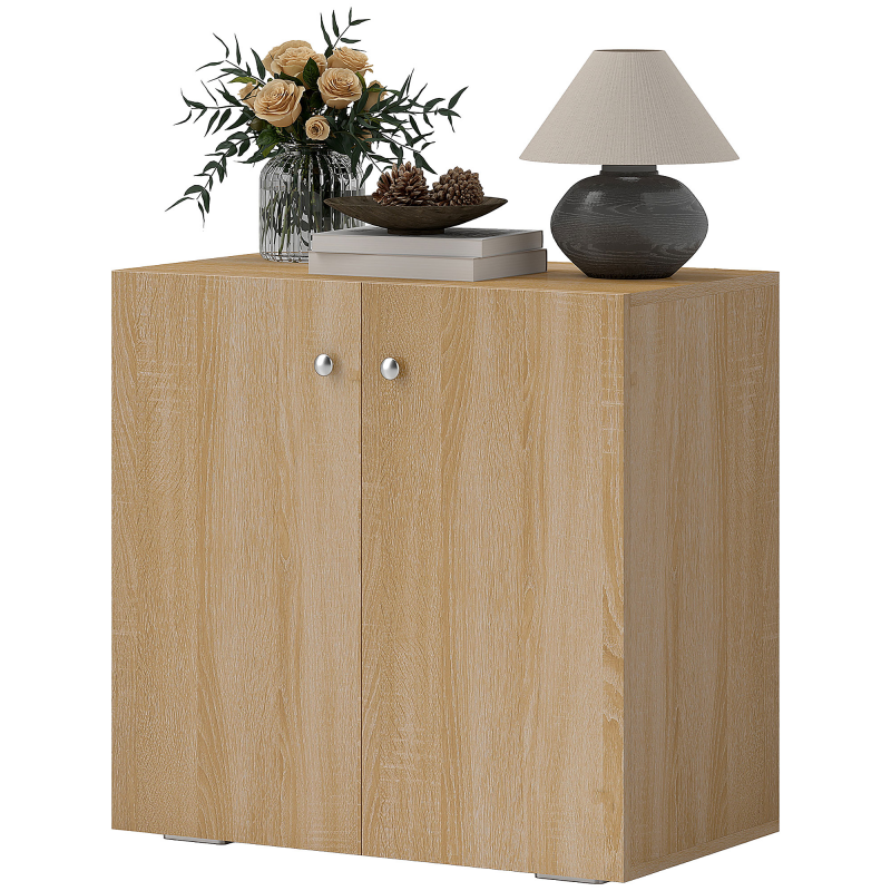 HOMCOM Mehrzweckschrank mit 2 Türen, Schrank für Wohnzimmer oder Büro aus Holz mit Aluminiumgriffen, 70x39x70cm Aosom – Bild 1 von 2