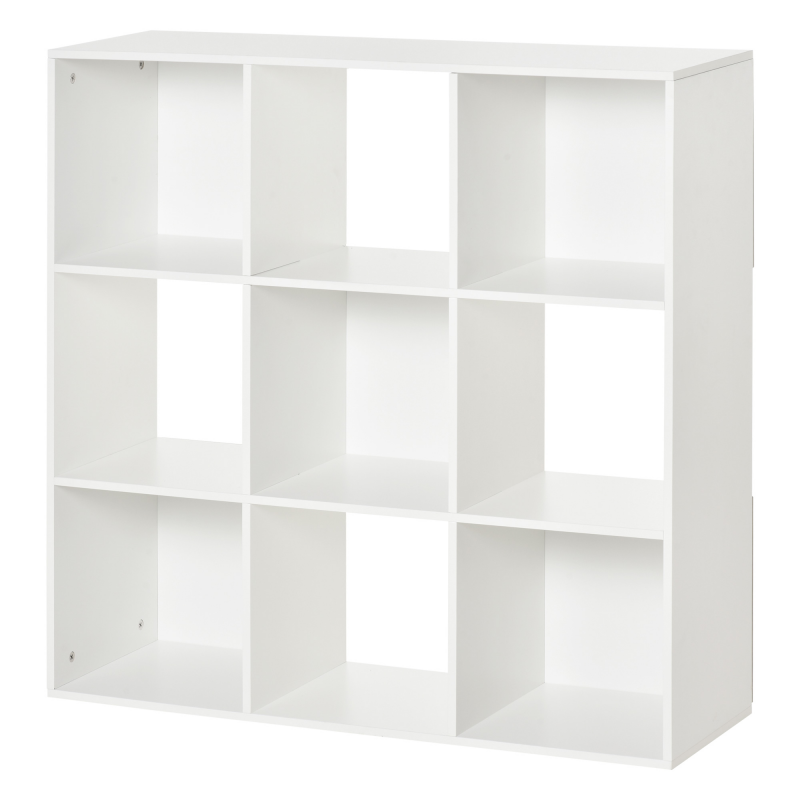 HOMCOM Weißes Regal für Zuhause und Büro, Modernes Regal mit 9 Fächern aus Holz, 91.5 x 29.5 x 91.5 cm Aosom – Bild 1 von 2