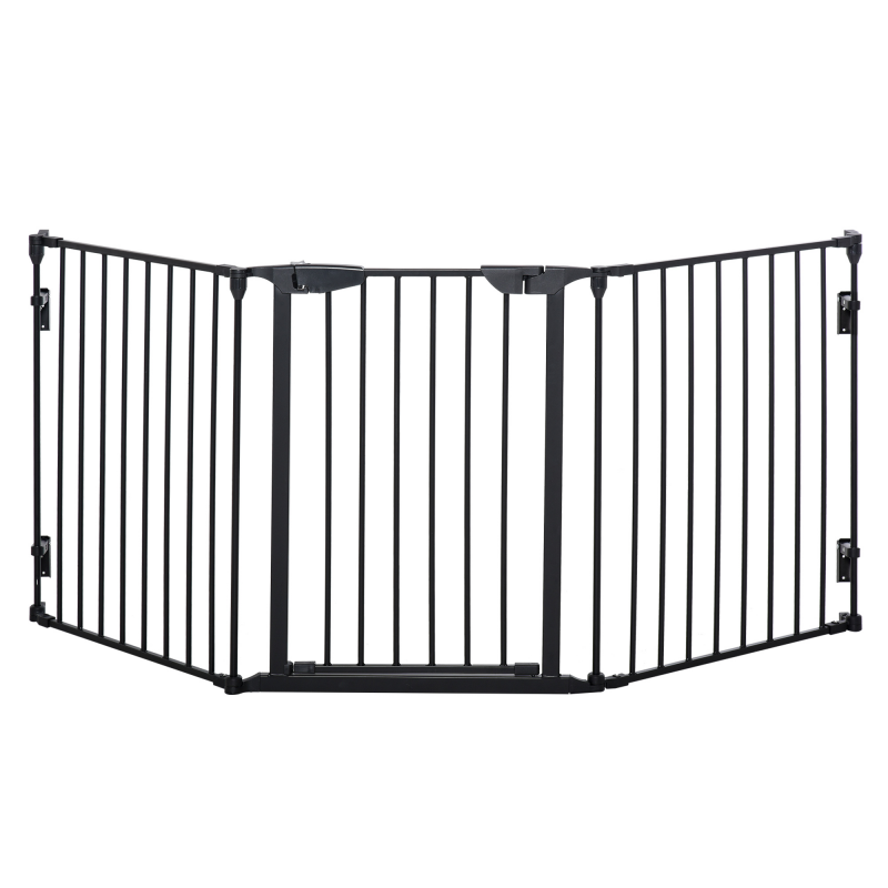 PawHut Hundegitter aus Metall, Verstellbar und Klappbar, Sicherheitsbarriere mit automatischem Verschluss und Verriegelungssystem, 180x74,5 cm, Schwarz Aosom – Bild 1 von 2