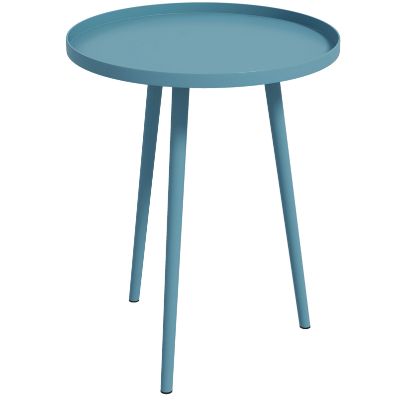 Outsunny Gartencouchtisch rund, Beistelltisch im Freien mit abgerundetem Stahlrand, Maße Ø40 x 50H cm blau Aosom – Bild 1 von 2