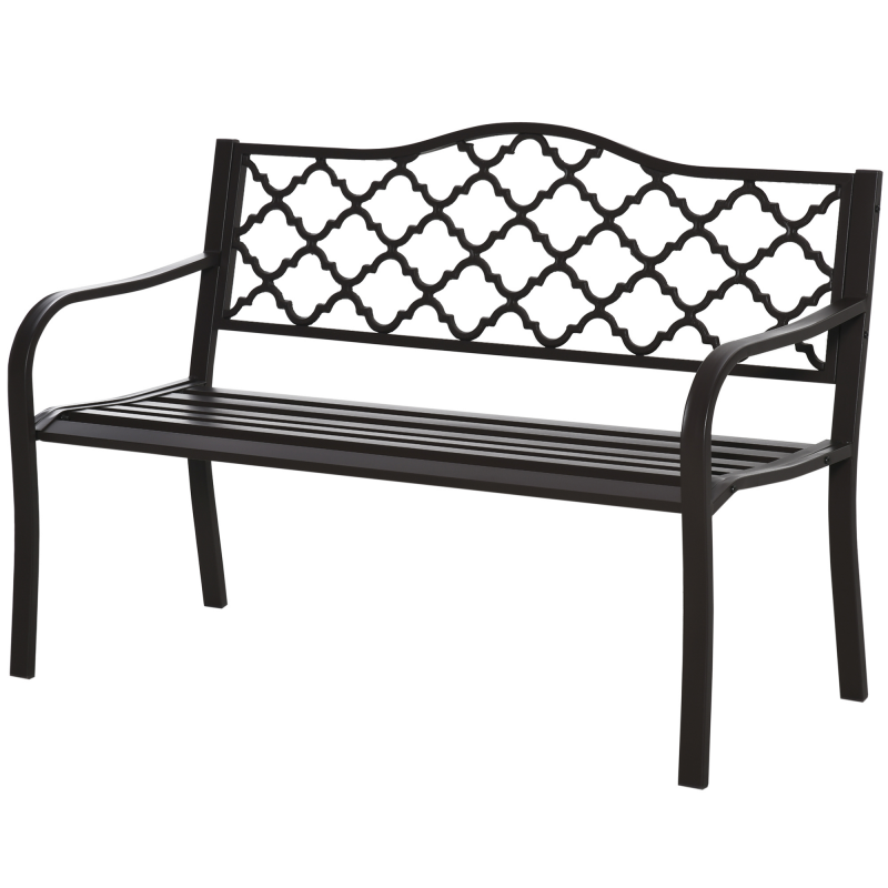 Outsunny 3-Sitzer Gartenbank im ländlich-chicen Stil für Garten oder Terrasse 128L x 60B x 89H cm Epoxid-Metall Gusseisen Braun Aosom – Bild 1 von 2