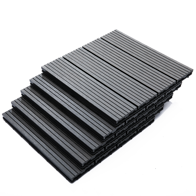 Outsunny Set 11 Rutschfeste Steckfliesen für den Außenbereich, Recycelte HDPE-Außenfliesen, 30x30x2,2 cm, Grau Aosom – Bild 1 von 2