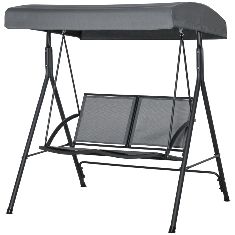 Outsunny 2-Sitzer Gartenwippe für den Außenbereich mit verstellbarem Sonnendach und Sitz aus Textilene, 140x118x162cm Grau Aosom – Bild 1 von 2