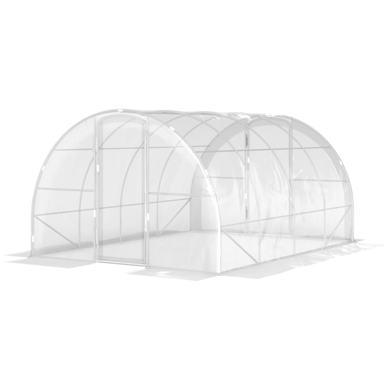 Outsunny Garten-Tunnelgewächshaus 4 x 3 x 2 m 12 m² mit 2 Türen mit Scharnieren PE 150 g/m² für Gemüse Pflanzen Blumen Aosom – Bild 1 von 2