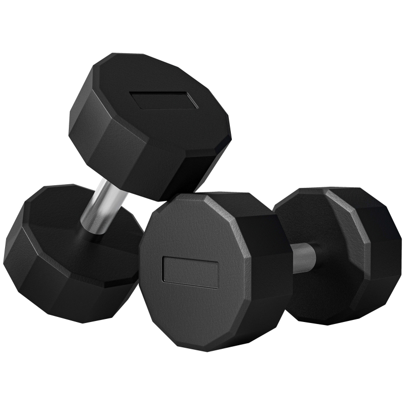 SPORTNOW Set 2 Hanteln mit 12 Seiten zu je 2x15 kg aus Metall und Gummi, Fitnesshantel-Set mit rutschfestem Griff, 26x15.5x15.5 cm, Schwarz Aosom – Bild 1 von 2