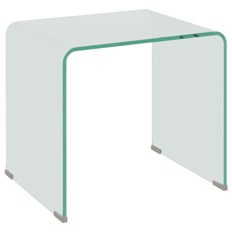 HOMCOM Modernder und Monoblock Glastisch mit rutschfesten Füßen, Gehärtetes Glas, 50x40x45 cm, Durchsichtig Aosom – Bild 1 von 2