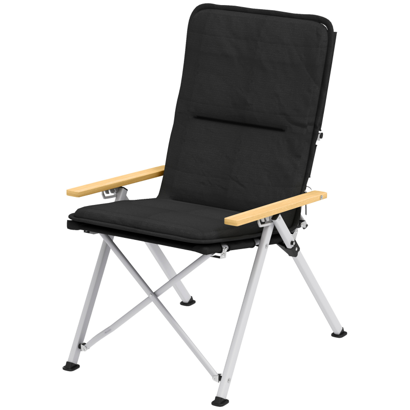 Outsunny Campingstuhl Angeln Klappstuhl, hohe Rückenlehne, abnehmbares Kissen und Transporttasche, Gartenstuhl für Wanderungen, Angeln, Strand und Picknick, 59x67x96cm, schwarz Aosom – Bild 1 von 2