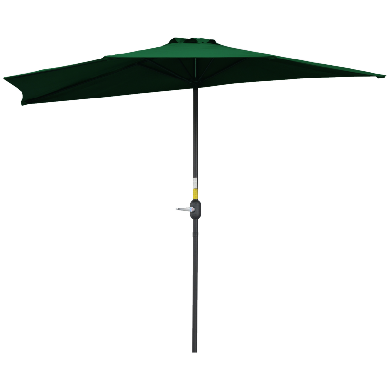 Outsunny Halber Sonnenschirm - Balkonsonnenschirm 5 Metallstreben 2,93 x 1,5 x 2,49 m hochdichtes Polyester Grün Aosom – Bild 1 von 2