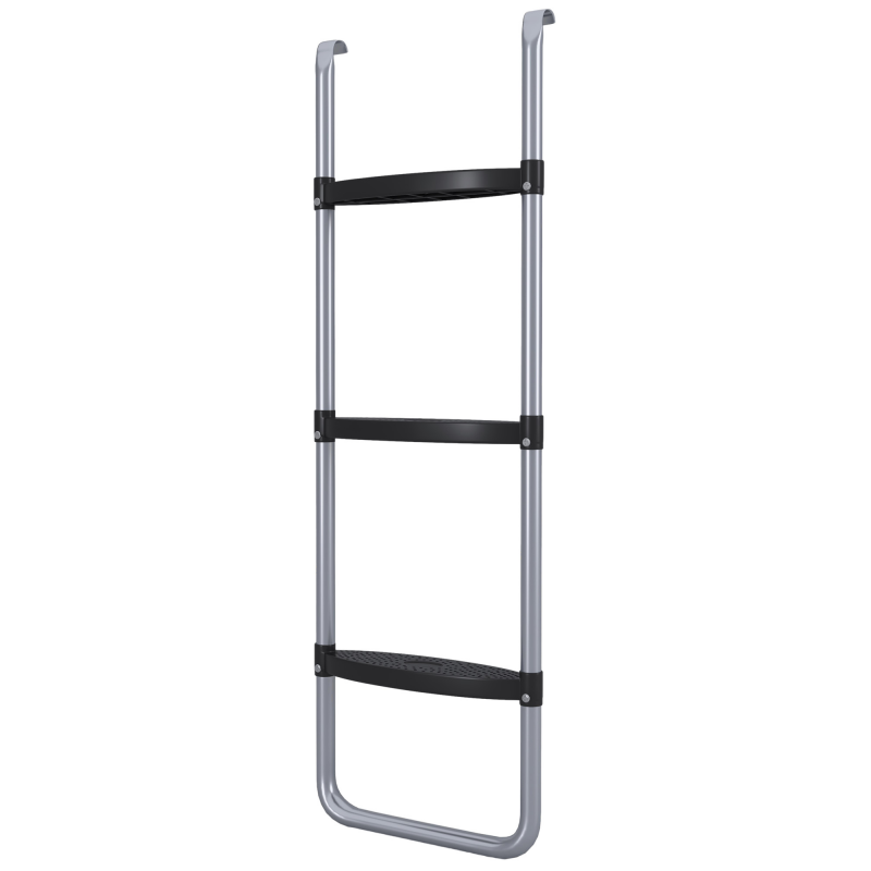 SPORTNOW Trampolinleiter mit 3 oder 2 Stufen, breite horizontale Trittstufen, Universalhaken, 120 kg Tragfähigkeit, 97 x 32 cm Silber Aosom – Bild 1 von 2