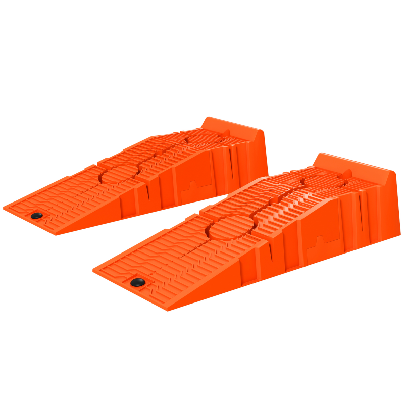 DURHAND Set 2 Autoladerampen aus Kunststoff mit einer maximalen Tragkraft von 5 Tonnen, platzsparende Autobahnen für Wartungsarbeiten, 91x30x21 cm, Orange Aosom – Bild 1 von 2